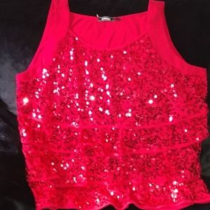 RED SEQUINED TOP.    SZ. 3X